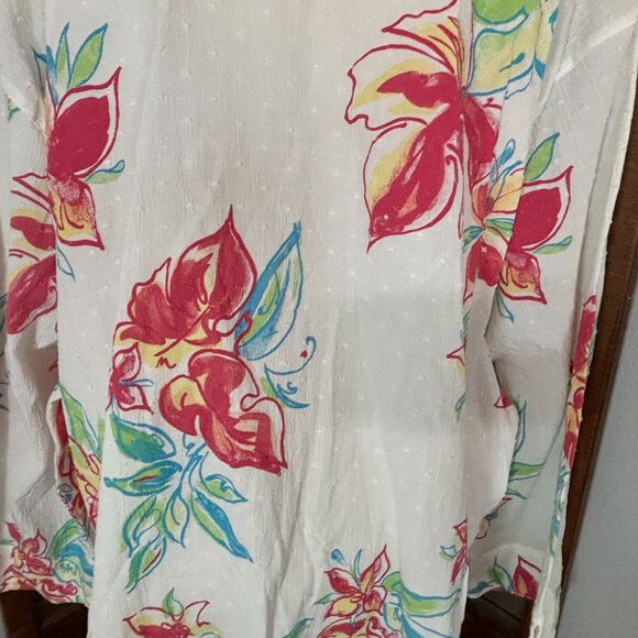 Koret Women Swiss Dot Floral Lightweight Long Sleeve Blouse Top Size 4X - Picture 6 of 10